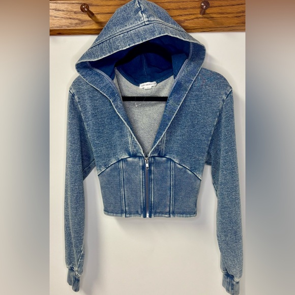 Good American Blue Corset Cropped Hoodie- NWOT - Picture 5 of 5